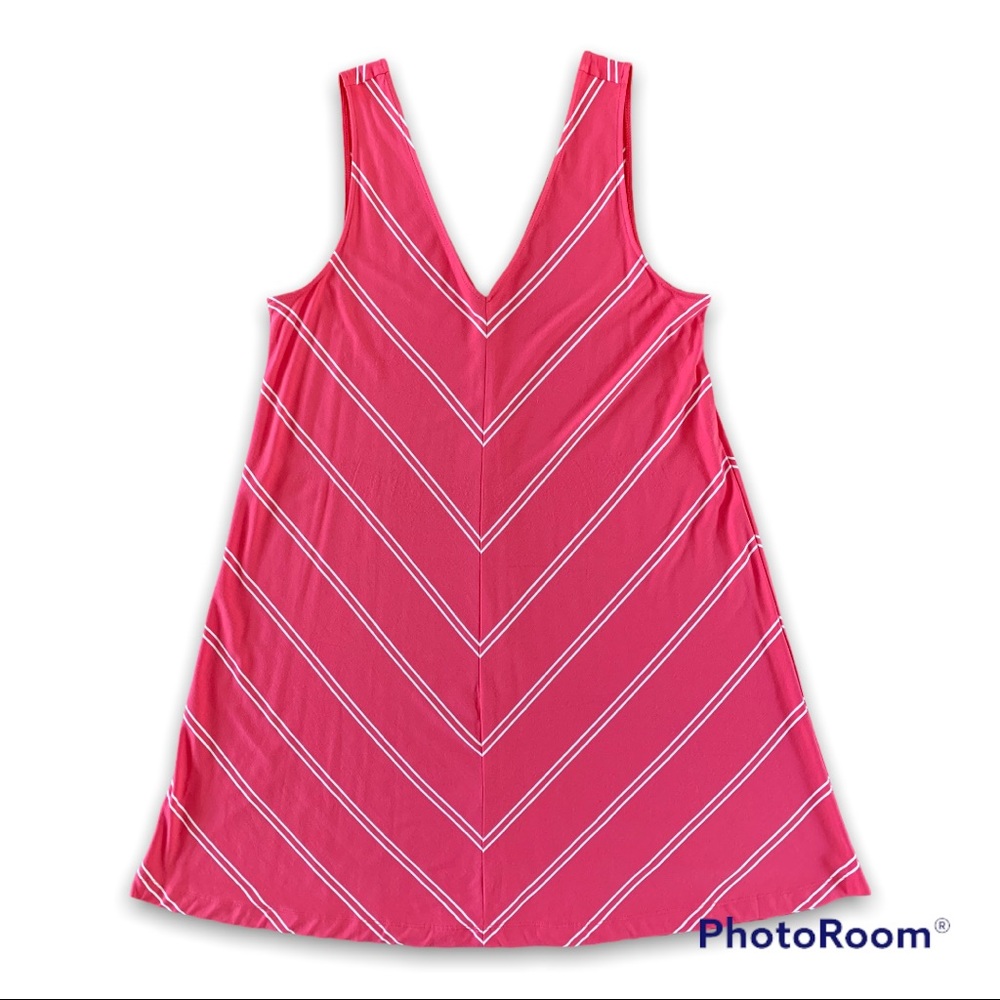 LOFT Pink Striped Dress Size L